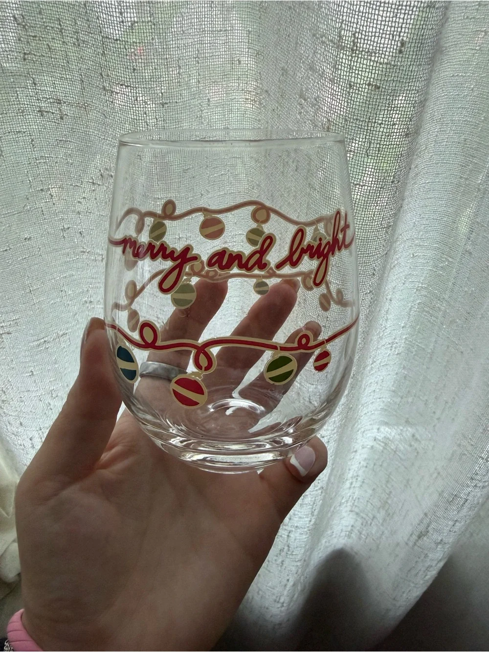 Vera Bradley Stemless Wine Glasses - Red and Gold Ornament Script